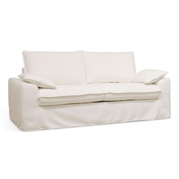 Jarod - Divano letto convertibile in tessuto testurizzato a 3 posti bianco