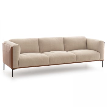 Bern - 4-Sitzer-Sofa aus zwei Materialien Braun