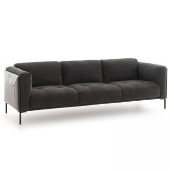 Bern - 4-Sitzer-Sofa aus zwei Materialien Schwarz
