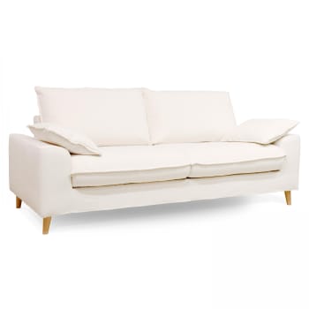 Jarod - 3-Sitzer-Sofa aus Schlingenstoff Weiß