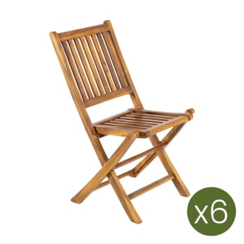 Pack 6 sillas jardín teca plegables madera teca grado a 48x60x85 cm
