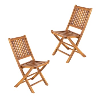 Pack 2 sillas jardín teca plegables madera teca grado a 48x60x85 cm