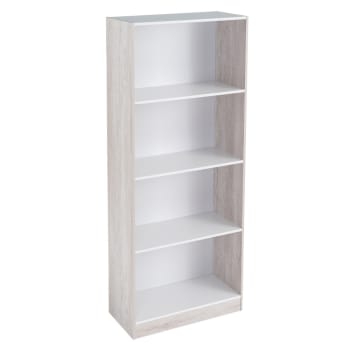Librería de 3 estantes de madera MDF blanca contemporánea