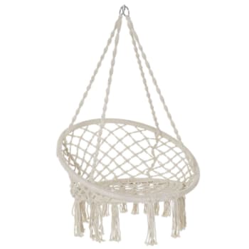 Chaise-hamac suspendue relaxante en coton ivoire - 80x63x120cm