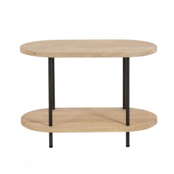 Lahavane - Table d'appoint ovale 2 plateaux en bois et métal