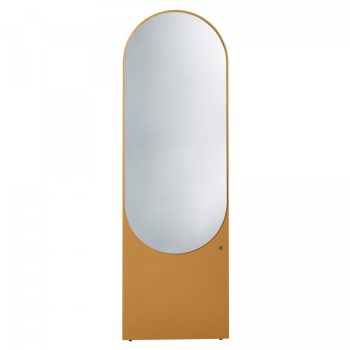 Altesse - Grand miroir sur pied ovale en bois moutarde