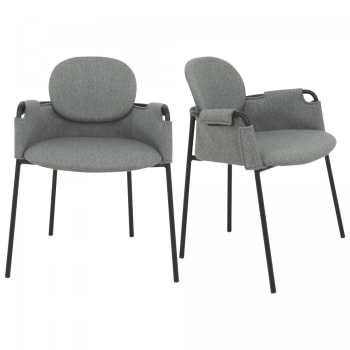 Sona - Set de 2 chaises de salle à manger en tissu et métal gris anthracite
