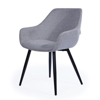 Momaz - Lot de 2 chaises style rétro avec accoudoirs gris