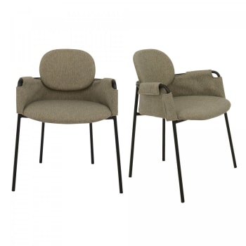 Sona - Set de 2 chaises de salle à manger en tissu et métal taupe
