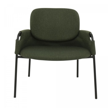 Sona - Fauteuil lounge moderne en tissu et métal vert kaki
