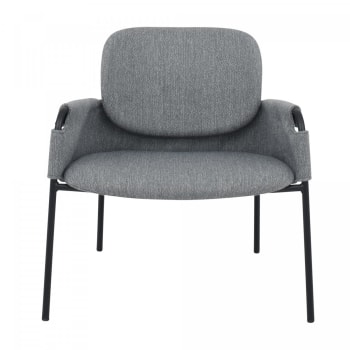 Sona - Fauteuil lounge moderne en tissu et métal gris ciment