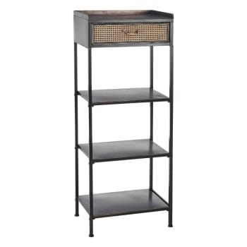 bloomingville etagere murale cuisine tiroirs bois fonce style campagne -  Kdesign