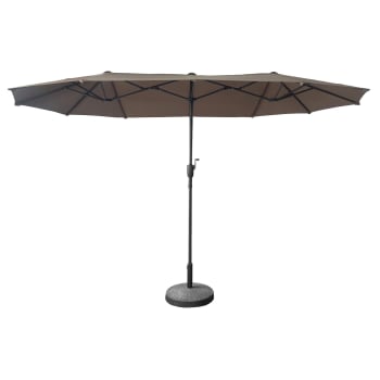 Linai - Parasol double ovale 2x4m en acier et toile taupe