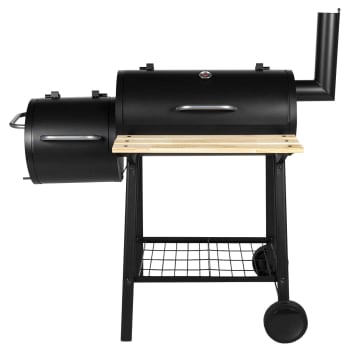 Fumoir - Barbecue fumoir au charbon de bois en acier noir