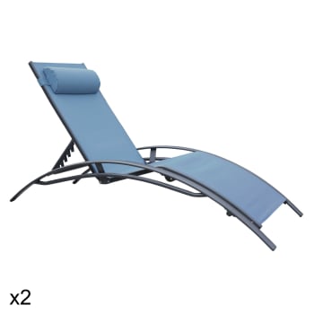 Sdraio Alluminio Set Sdraio Textilene Galapagos Grigio-Blu Con