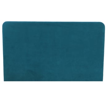 Tête de lit en velours bleu canard 140 cm