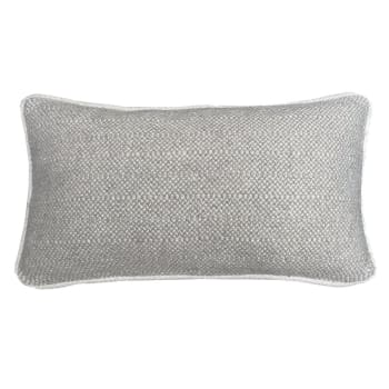 RECYCLED - Coussin rectangle laine recyclée structure gris naturel 35x60