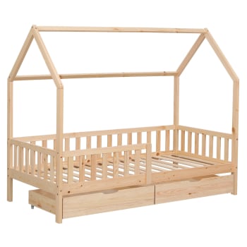 Marceau - Lit cabane pour enfant avec tiroirs 190x90cm bois