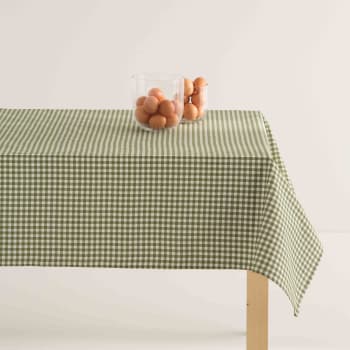 Prent kaki - Nappe imprimée verte avec traitement anti-taches en coton 140x100 cm