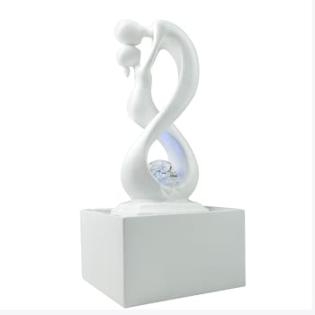 AMOR - Fontaine moderne Figurine Amoureux Amovible résine Blanc - H31