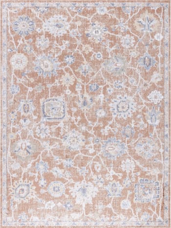 SURYA - Tapis Lavable en Machine CLEMENCE - 160x213cm - Rouille et Bleu