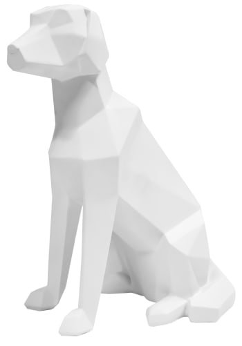 Origami dog - Chien assis en résine blanc