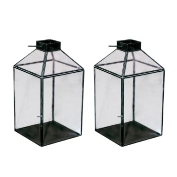 MIRA - Set de 2 lanternes en verre et laiton