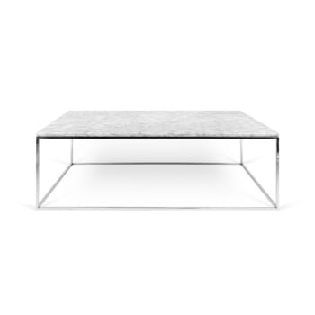 Gleam - Tavolino in marmo bianco cromato