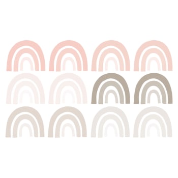 Rainbows2 - Stickers mureaux en vinyle arcs en ciel rose et gris tourterelle