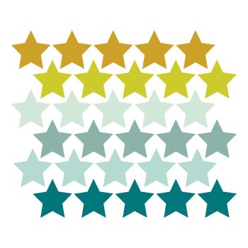 Stars1 - Stickers muraux en vinyle étoiles vert et moutarde