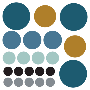 Circles1 - Stickers muraux en vinyle rondes mix bleu et moutarde