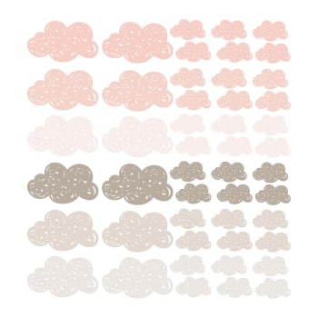 Clouds - Stickers muraux en vinyle petits nuages rose et gris tourterelle