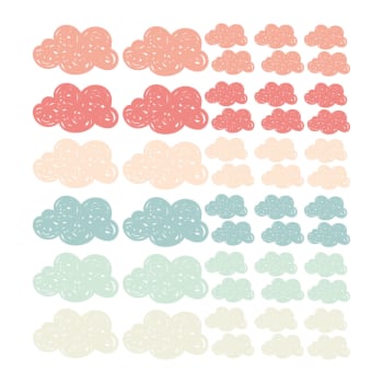 Clouds - Stickers muraux en vinyle petits nuages pêche et vert