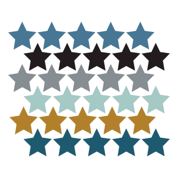 Stars1 - Stickers muraux en vinyle étoiles bleu et moutarde