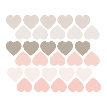 Hearts1 - Stickers muraux en vinyle coeurs rose et gris tourterelle