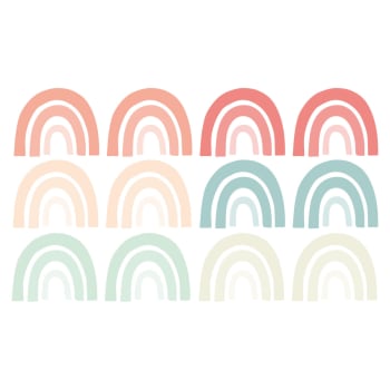 Rainbows1 - Stickers muraux en vinyle arcs en ciel pêche et vert