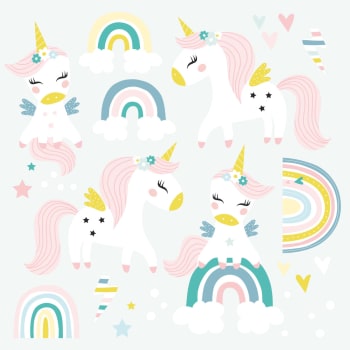 Unicorns - Stickers mureaux en vinyle licornes verte menthe