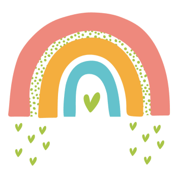 Rainbows1 - Sticker adesivo in vinile arcobaleno con cuoricini multicolor