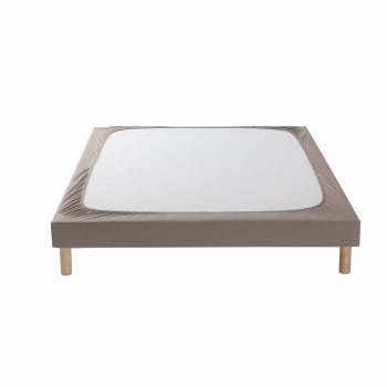Cache sommier coton jersey taupe 110x200