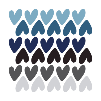 Rainbows3 - Stickers muraux en vinyle petits coeurs bleu et gris