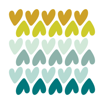 Rainbows3 - Stickers mureaux en vinyle petits coeurs verts et moutarde