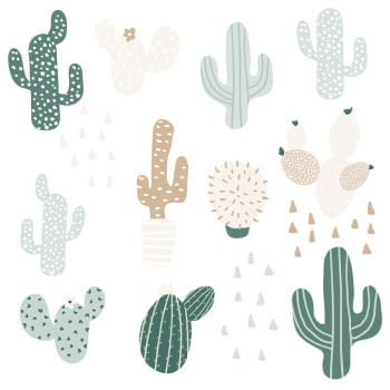 Desert - Stickers mureaux en vinyle cactus verts