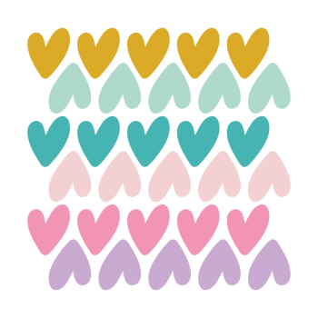 Rainbows3 - Stickers mureaux en vinyle petits coeurs rose et lilas