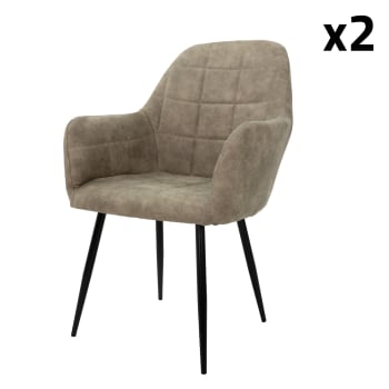2x sillas de comedor microfibra beige grisáceo 44 x 43 x 83 cm
