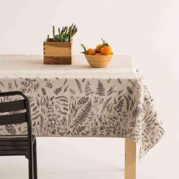 Blossom lapiz - Mantel de lino estampado tratamiento antimanchas 140x100 cm