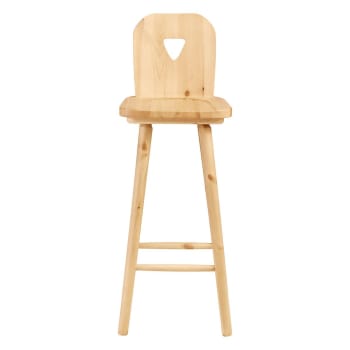 Avoriaz - Chaise de bar savoyarde pin et découpe triangle
