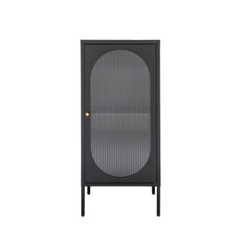 Adelaide - Petit meuble de rangement en verre et métal H50cm noir