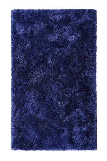 Porto azzurro - Alfombra de baño en microfibra, antideslizante, azul marino, 60x100