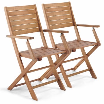 Canet - Lot de 2 fauteuils en bois d'eucalyptus