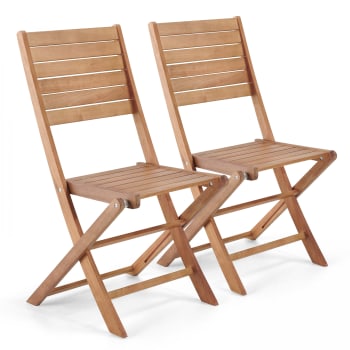 Canet - Set di 2 sedie pieghevoli in legno di eucalipto